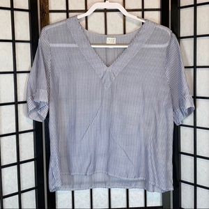 A NEW DAY SHORT SLEEVE STRIPED BLOUSE